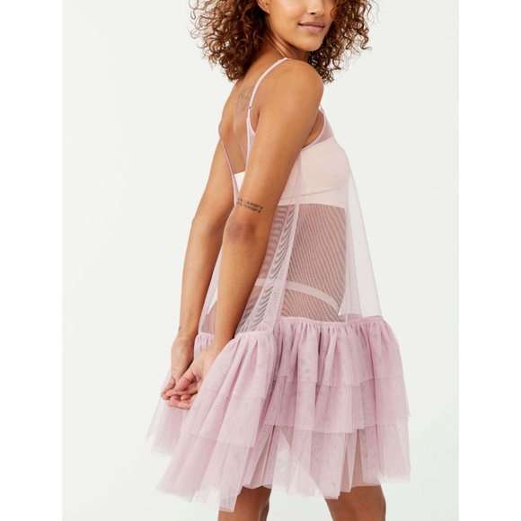 Free People Pink Sheer Chemise - Picture 2 of 7